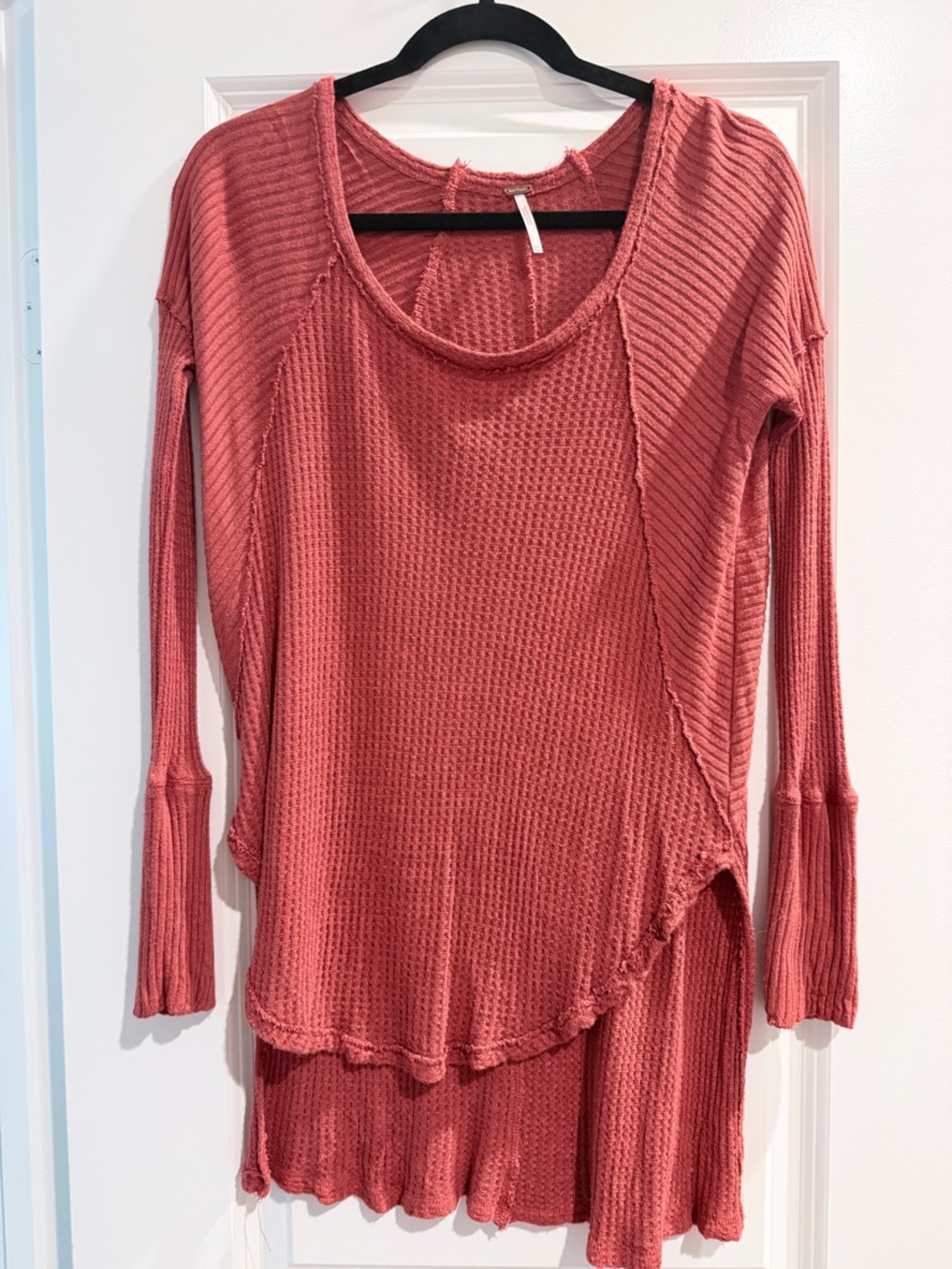 Free People Textured Waffle Tunic in Dusty Rose